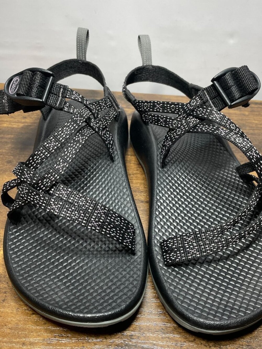 Chaco ZX/1 EcoTread Sandals Kids' 6 Black White Sport Sandal Adjustable Straps
